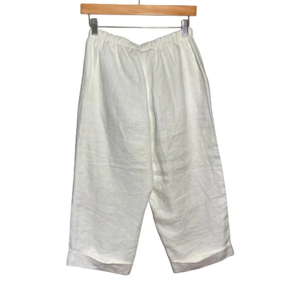 JM Collection White Lined Linen Wide Leg‎ Pants, Size 6 Petite - Picture 5 of 9